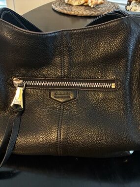 Aimee Kestenberg Black Pebbled Leather Hobo with Silver Hardware